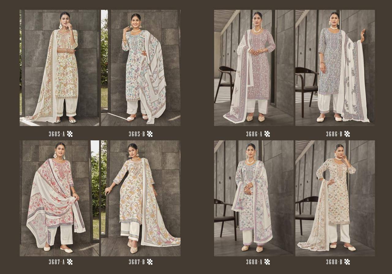 SUPRITA By RIVAA 3685 A TO 3688 B Beautiful Festive Suits Stylish Colorful Fancy Casual Wear & Ethnic Wear Jaam Satin Dresses At Wholesale Price